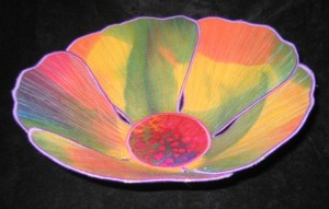 Flower fabric bowl, warm colors