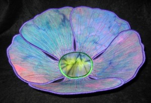 Flower fabric bowl, cool colors