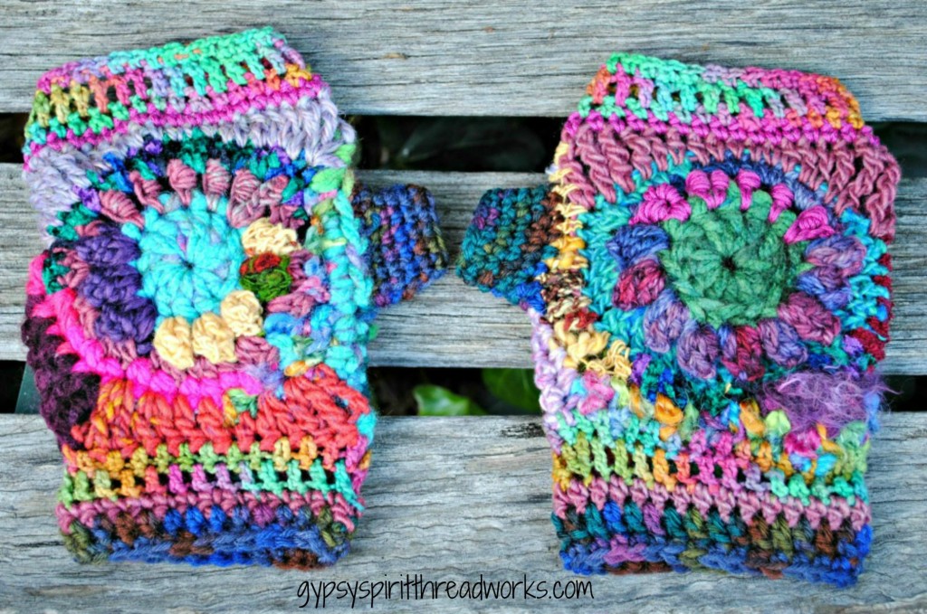 Freeform crochet mitts