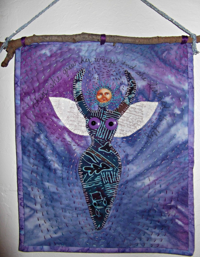 Learning To Fly, mixed media studio quilt 2014